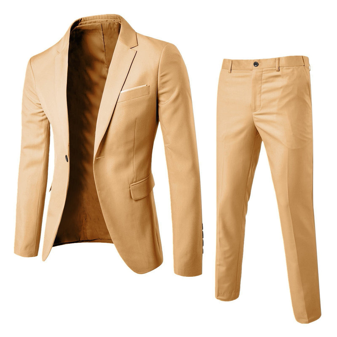 Men's Slim Fit Suit Woven Two-Piece Business Formal – Korean Tailored