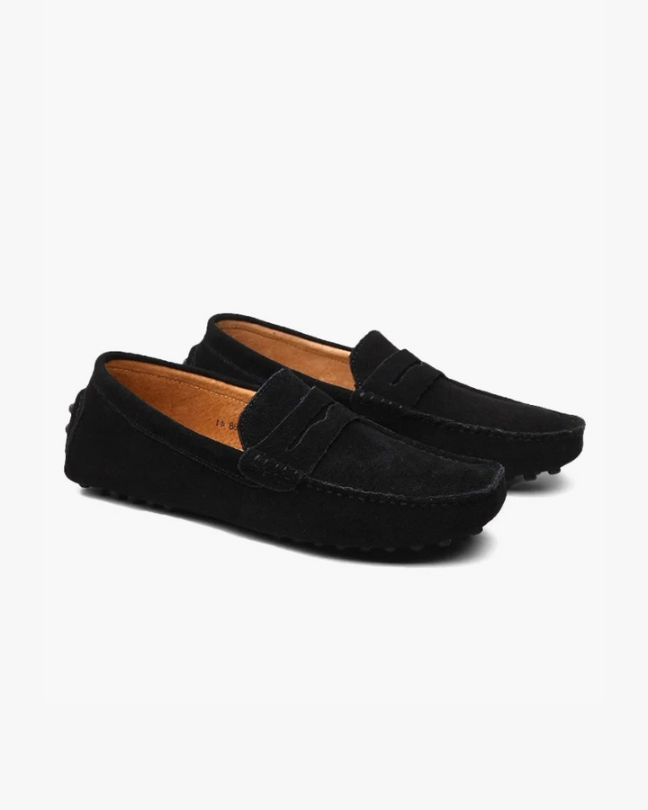 Men's Calf Suede Driver Loafers Slip-On – Stitched Upper Full Leather