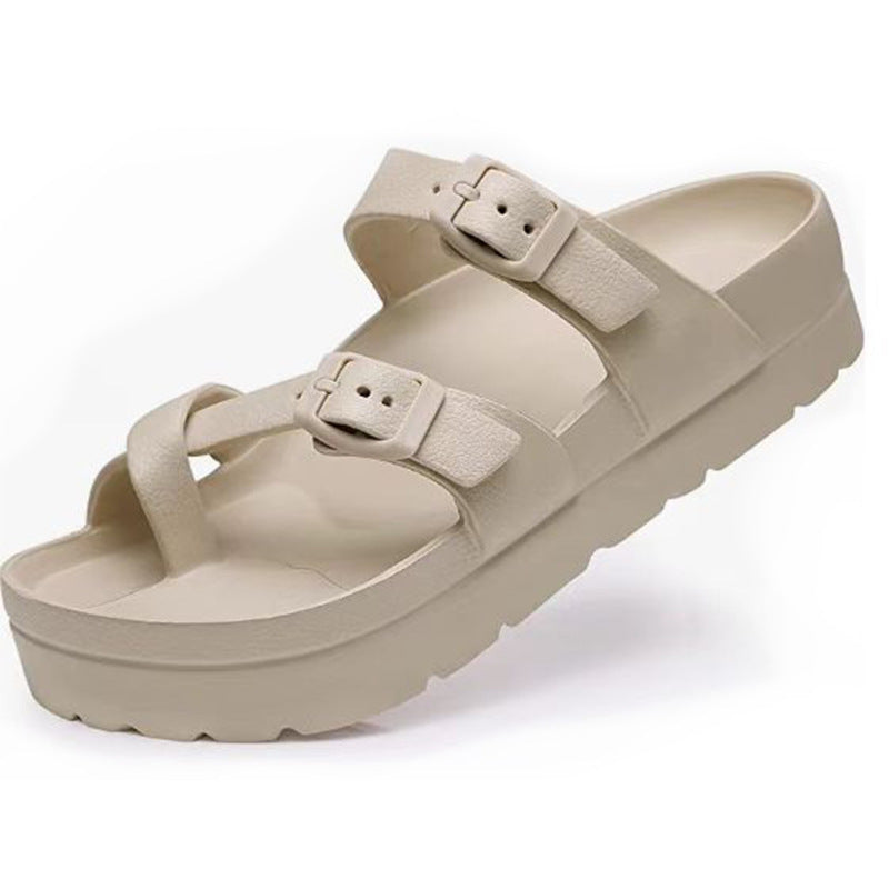 Women's Platform Sandals – Dual Buckle & Arch Support