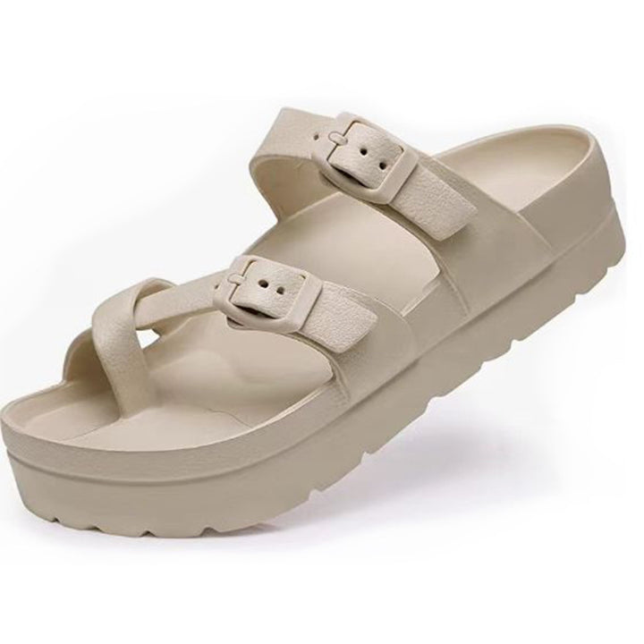 Women's Platform Sandals – Dual Buckle & Arch Support