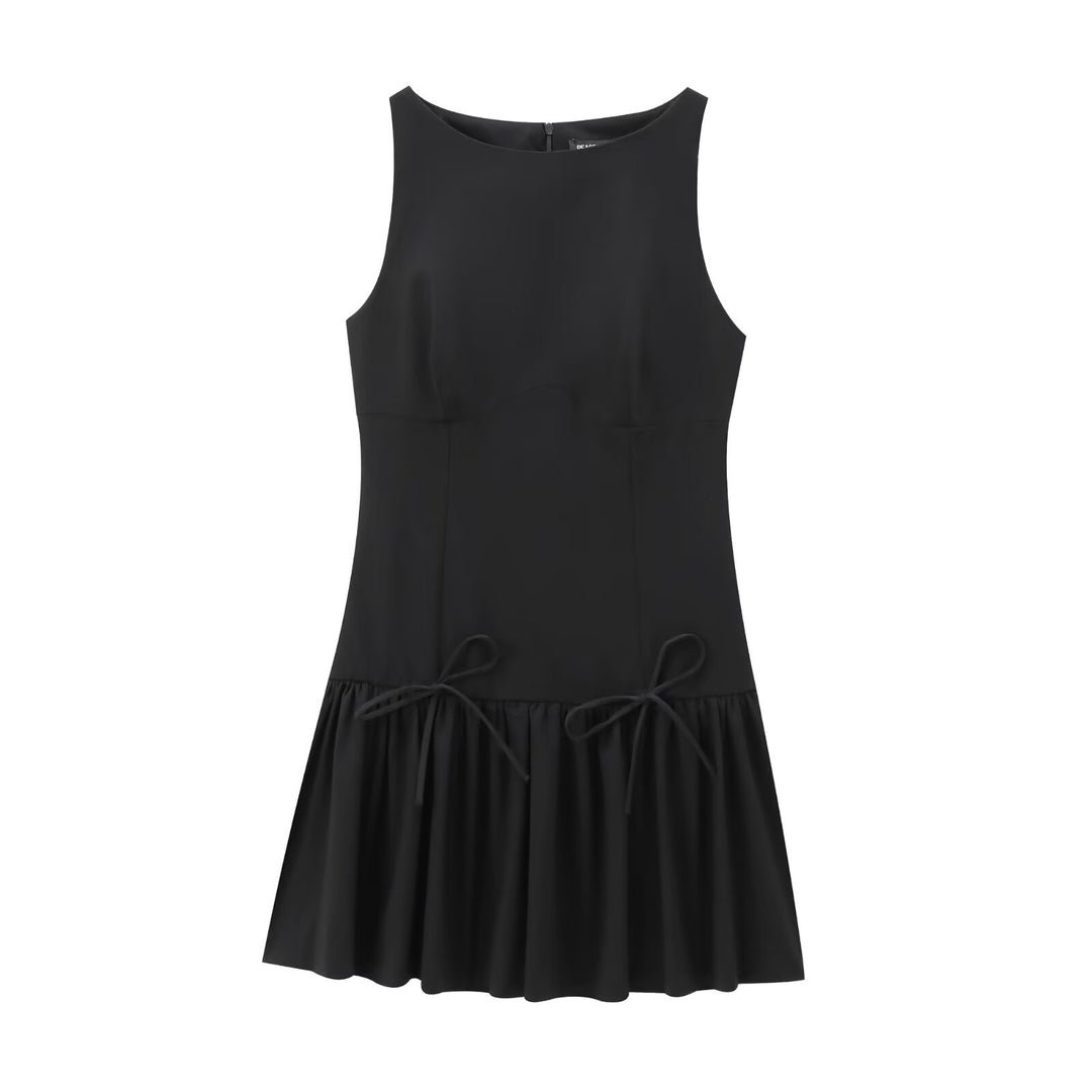 Women's Mini Dress – Sleeveless Ruffle Hem Elegant Cocktail Dress