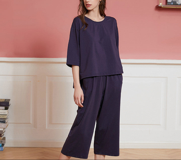 Women's Knit Pajama Set – Casual Long Trouser Two-Piece
