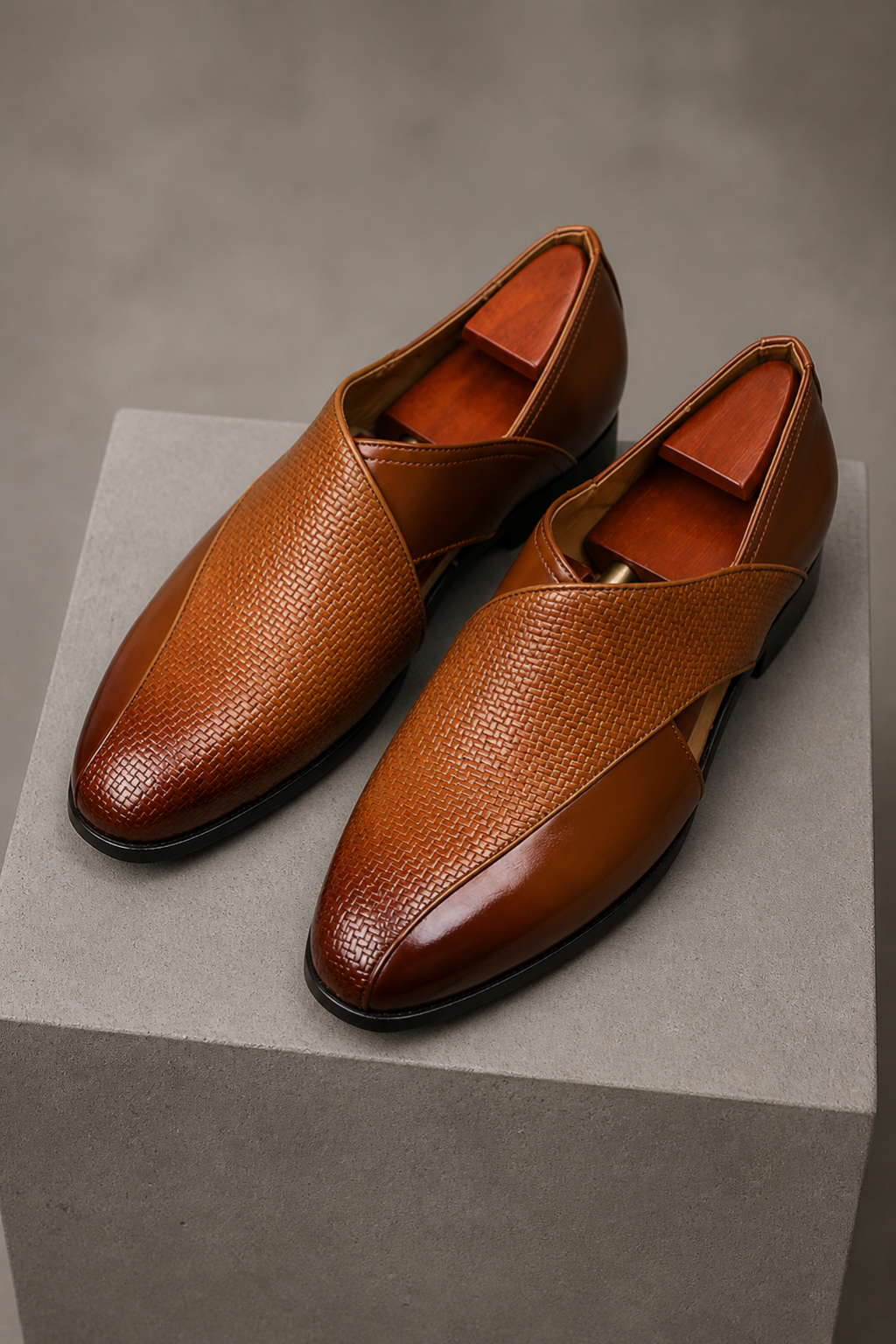 Men's Leather Sandals – Slip-On Fisherman Cross Strap Style