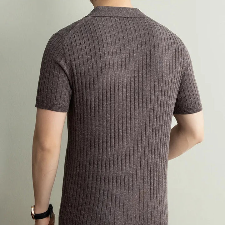 Men's Slim Fit Polo Shirt – Ribbed Knit Short Sleeve