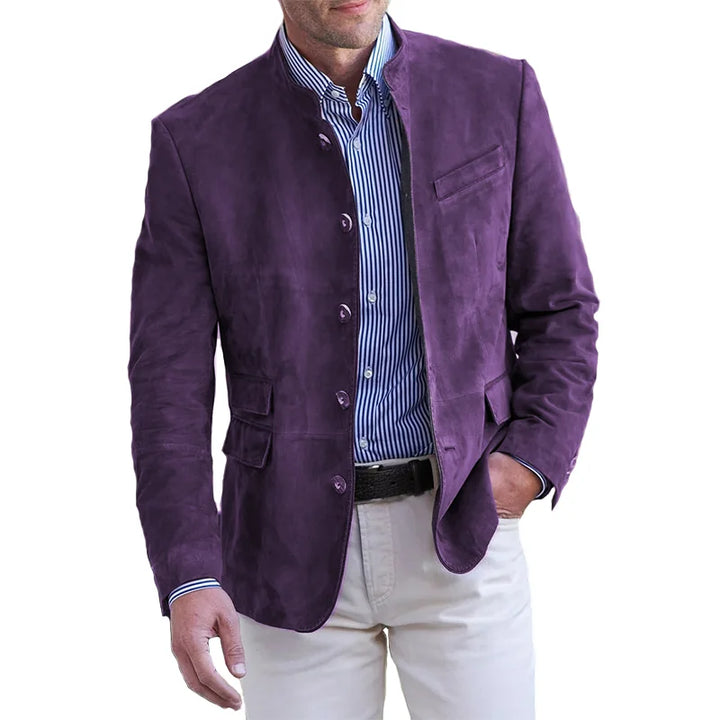 Men's Slim-Fit Blazer Stand Collar Lightweight – Smart Casual Button