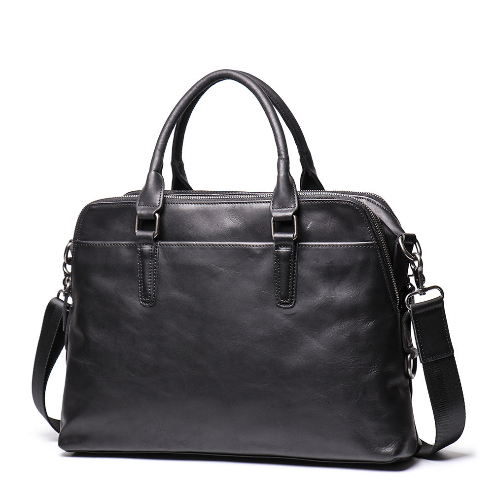 Men's Leather Briefcase – Large Capacity Laptop Work Bag