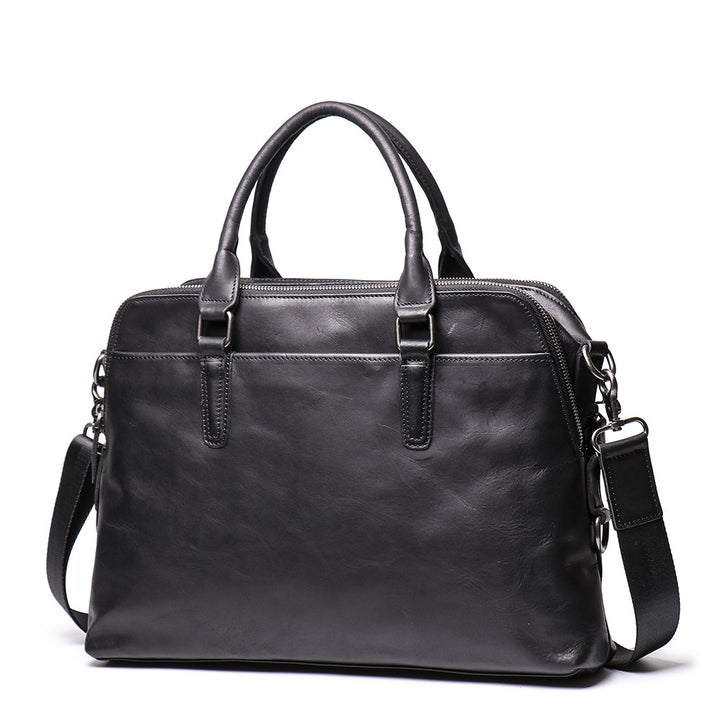 Men's Leather Briefcase – Large Capacity Laptop Work Bag