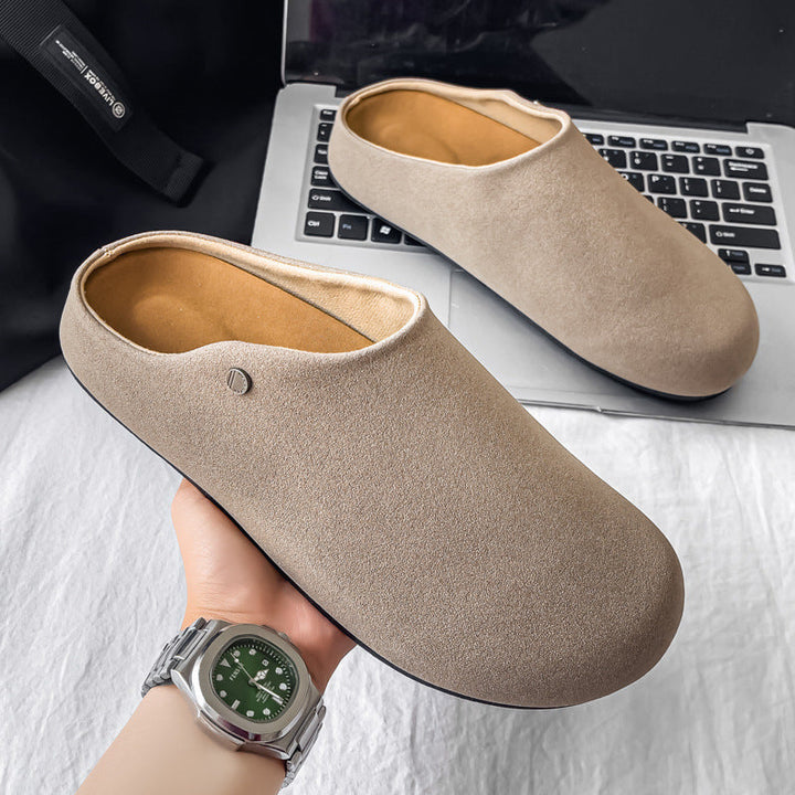 Men's Slip-On Mules – Suede Closed Toe Flat Casual Shoes