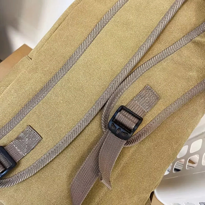 Men's Canvas Backpack with Front Pocket – Vegan Leather Patch