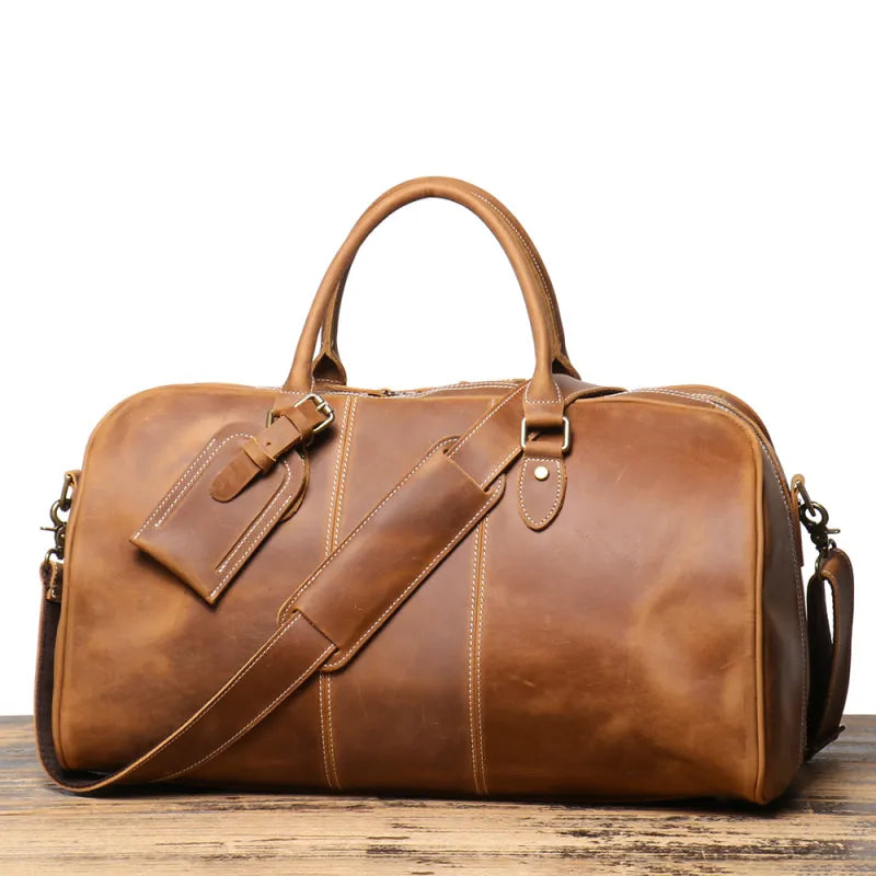 Leather Duffle Bag for Men – Crazy-Horse Vintage Travel Holdall
