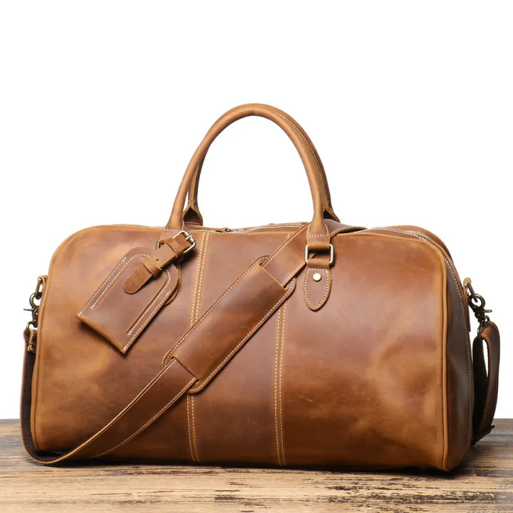 Leather Duffle Bag for Men – Crazy-Horse Vintage Travel Holdall