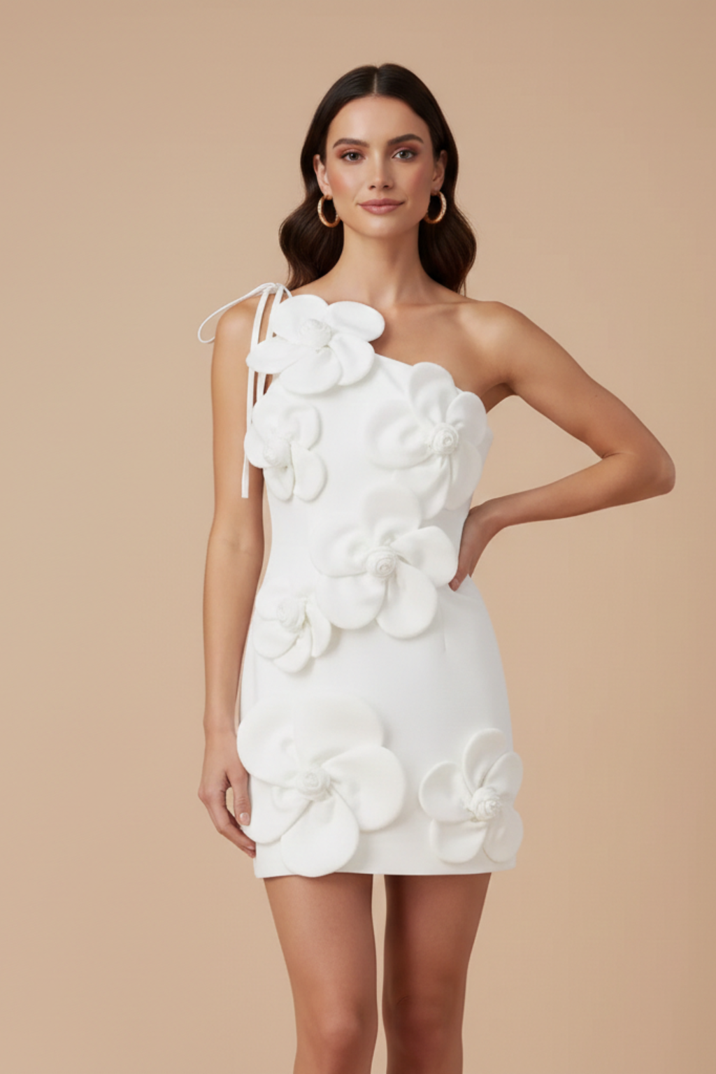 3D Floral Strapless Mini Dress Bodycon – Bandeau Tie Back