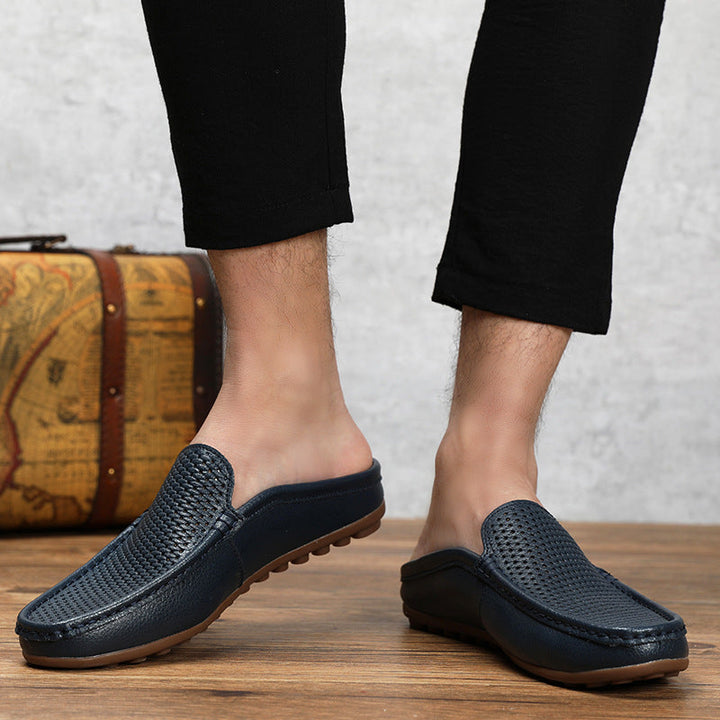 Men's Vegan Leather Slip-On Mule Loafer | Open Back Flat Shoe