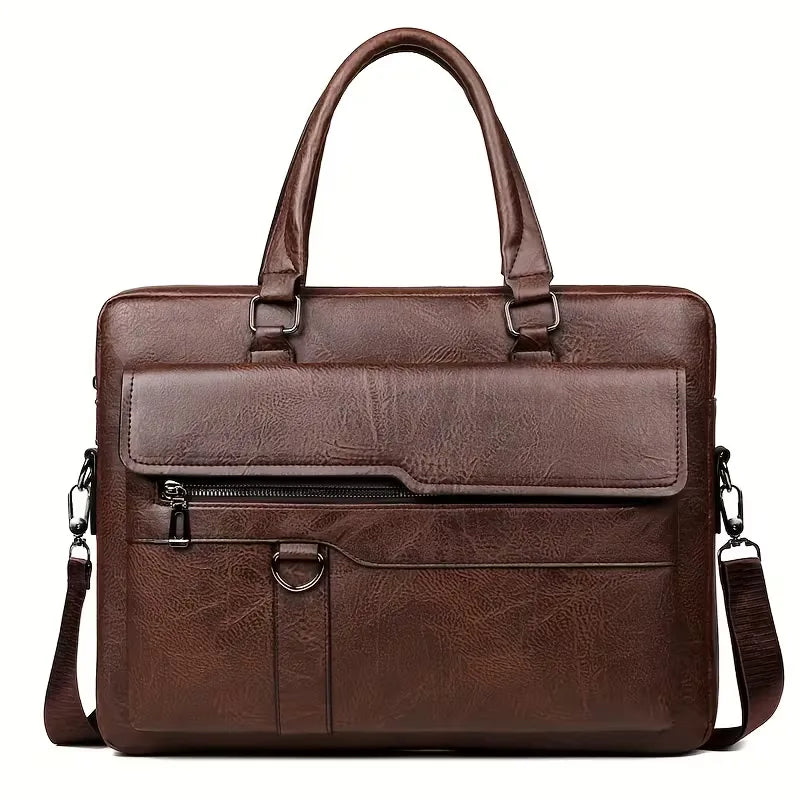 Men's Leather Laptop Bag – 15" Large Capacity Work Bag
