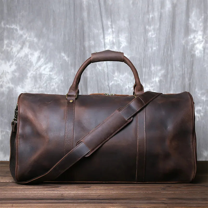 Leather Duffel Bag for Men – Full-Grain Crazy-Horse Weekend Bag