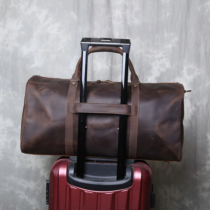 Leather Duffel Bag for Men – Full-Grain Crazy-Horse Weekend Bag