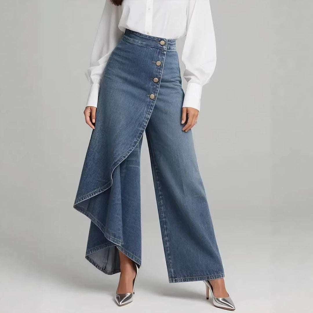 Palazzo Pants – Women's Wide-Leg Denim High-Waisted Trousers