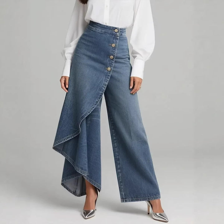 Palazzo Pants – Women's Wide-Leg Denim High-Waisted Trousers