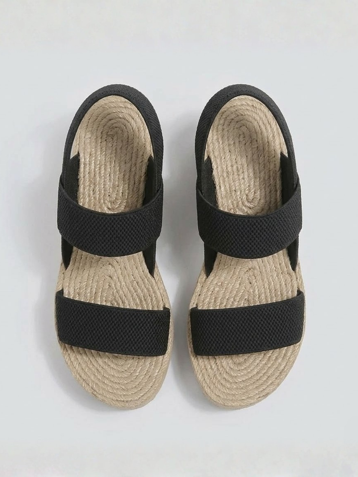 Platform Wedge Sandals – Elastic Slip-On, Cushioned Footbed