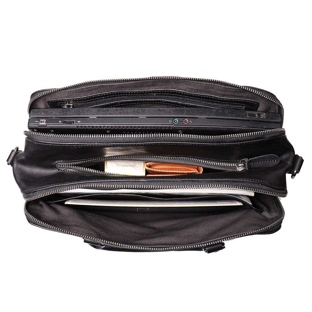 Men's Leather Briefcase – Large Capacity Laptop Work Bag