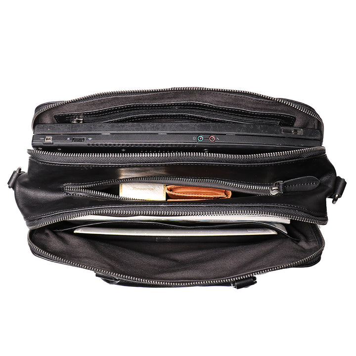 Men's Leather Briefcase – Large Capacity Laptop Work Bag