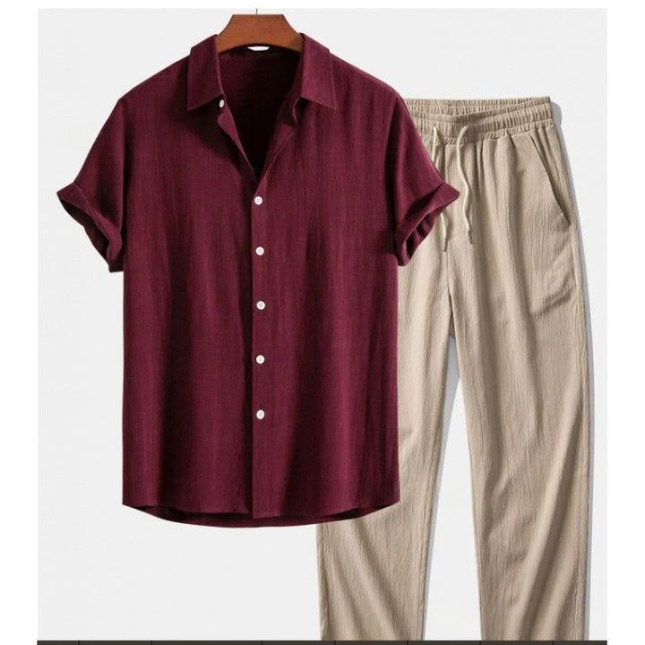 Men's Relaxed Short-Sleeve Shirt & Trouser Set – Lightweight