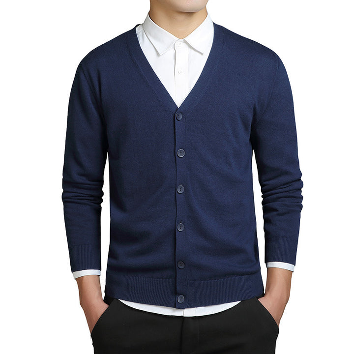 Men's Cardigan Sweater – V-Neck Button-Up Knit Layering Piece