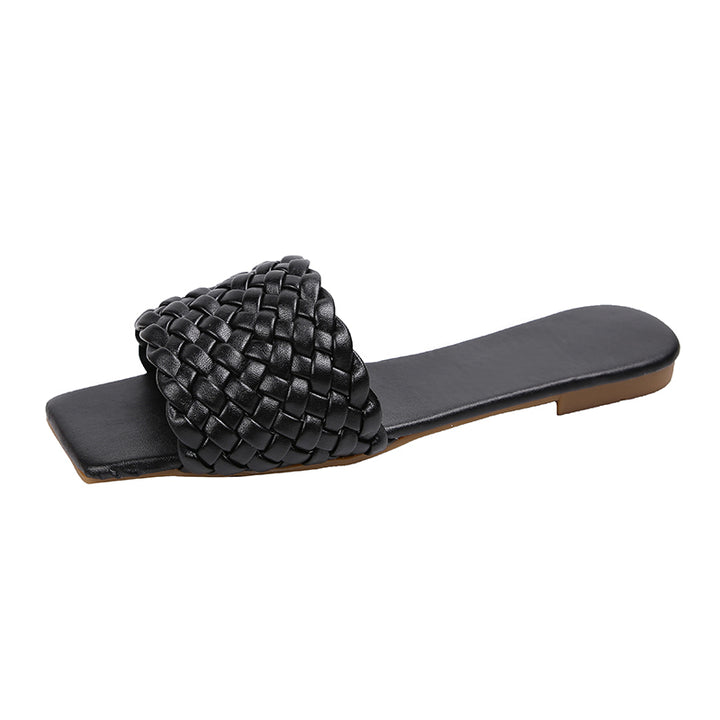 Women's Flat Sandals – Braided Strap & Cushioned Footbed