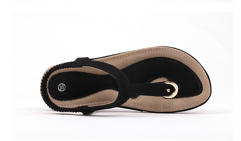 Women's Arch Support Flat Sandals Adjustable T-Strap – Massaging Footbed
