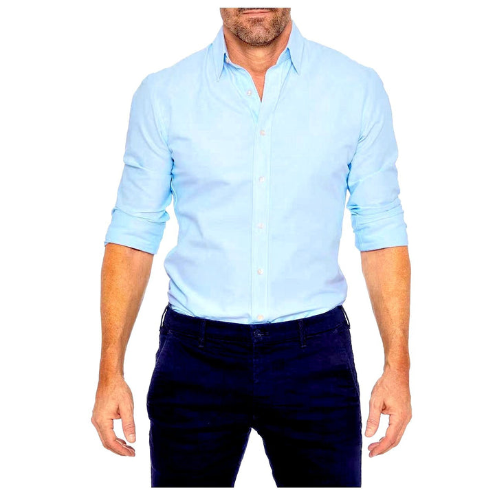 Men's Oxford Cotton Shirt – Hidden Zipper Button-Front