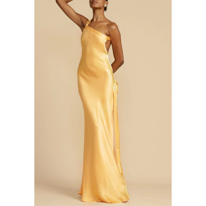 One Shoulder Maxi Dress | Thigh-High Split & Fluid Drape