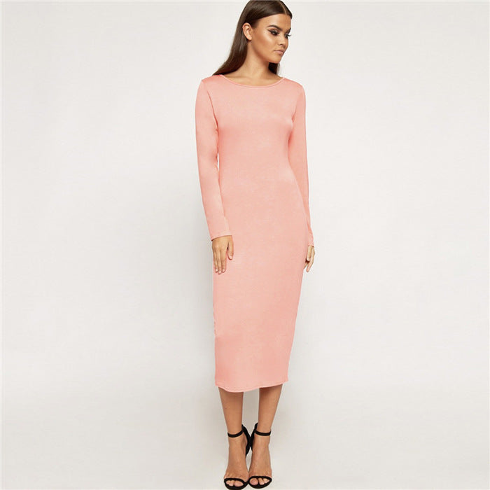Knit Maxi Dress – Women's Long Sleeve Fitted Silhouette