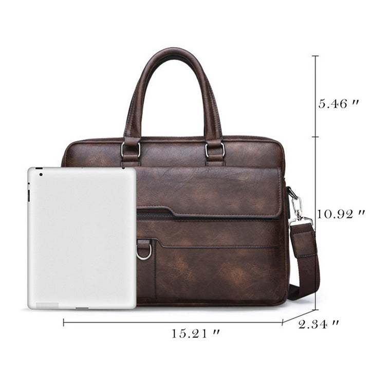 Men's Leather Laptop Bag – 15" Large Capacity Work Bag