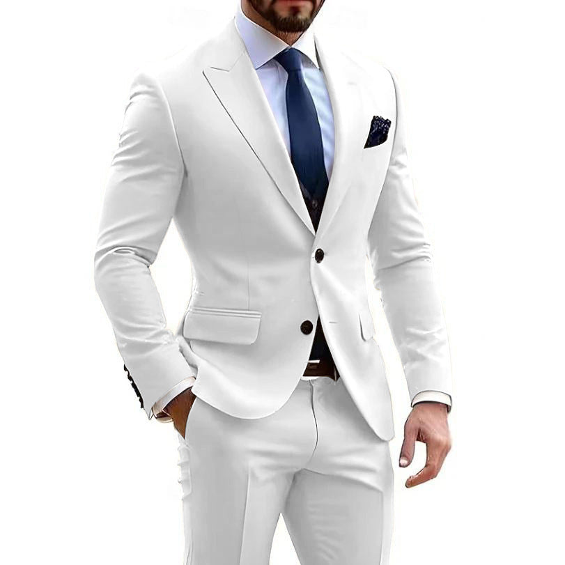 Men's Two Piece Suit – Tailored Textured Structured Formal