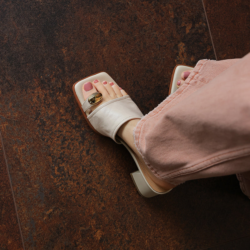 Women's Wedge Platform Sandal – Lambskin Square Toe Heel