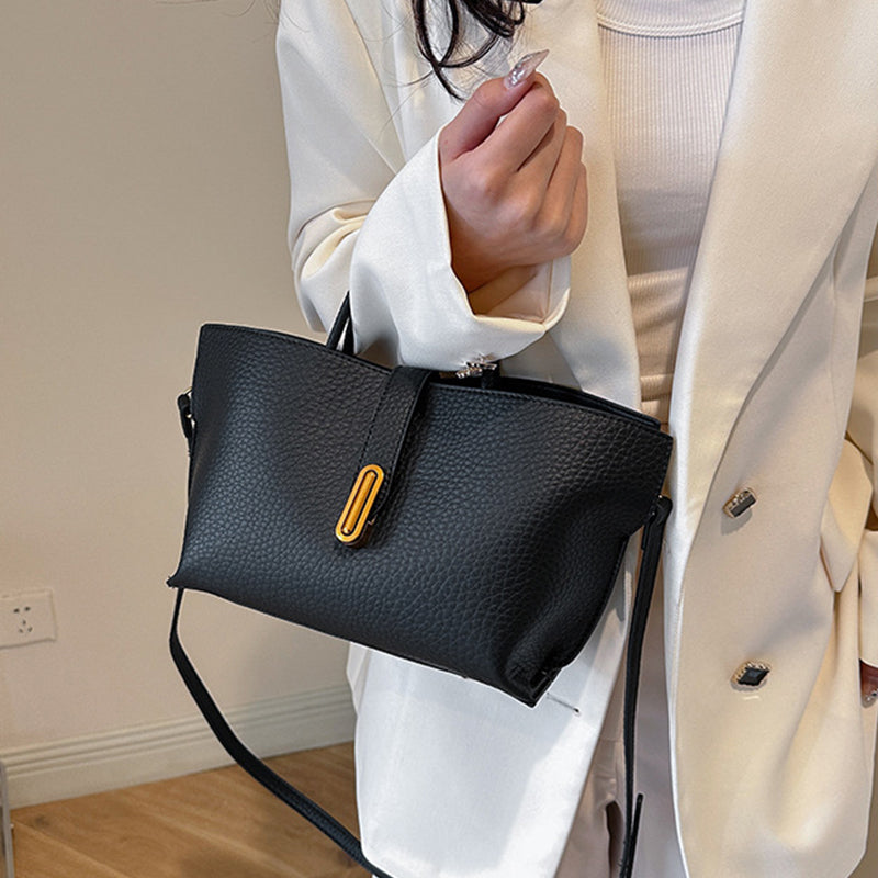Women's Pebbled Leather Bucket Tote Bag – Zipper Top High Capacity