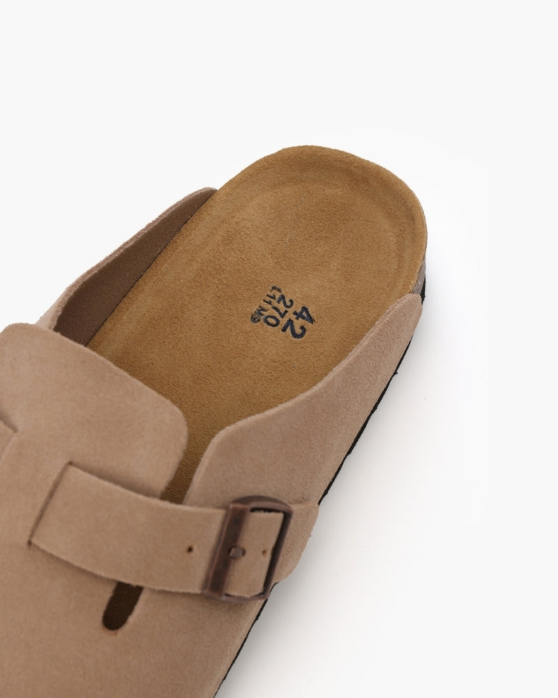 Men's Calf Suede Leather Clogs Slip-On – Comfortable Casual Footwear
