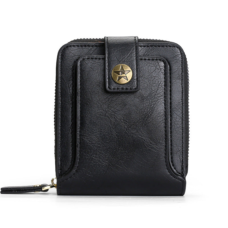 Vegan Leather Wallet & Card Holder – Zip & Snap Closure