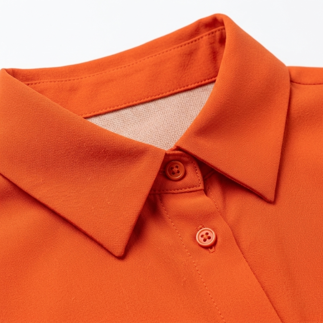 Women's Button-Front Blouse – Fluid V-Neck Long Sleeve