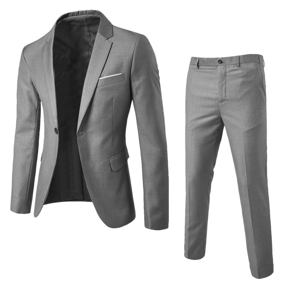 Men's Slim Fit Suit Woven Two-Piece Business Formal – Korean Tailored