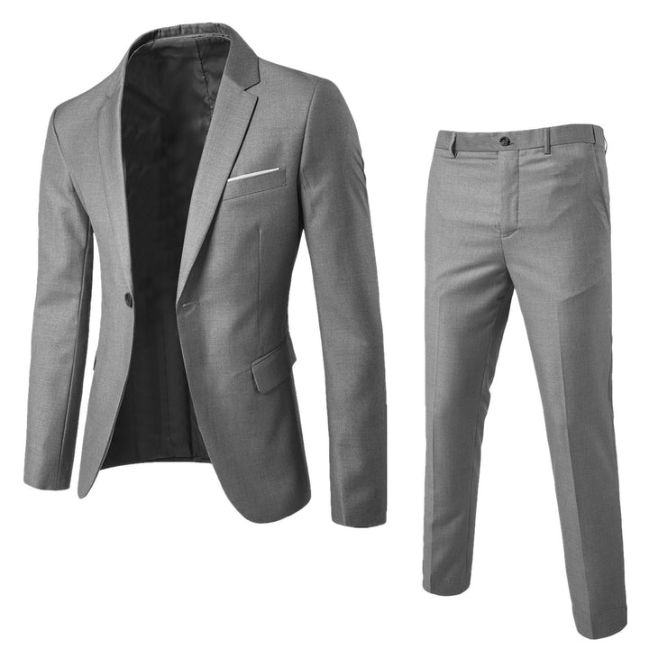 Men's Slim Fit Suit Woven Two-Piece Business Formal – Korean Tailored
