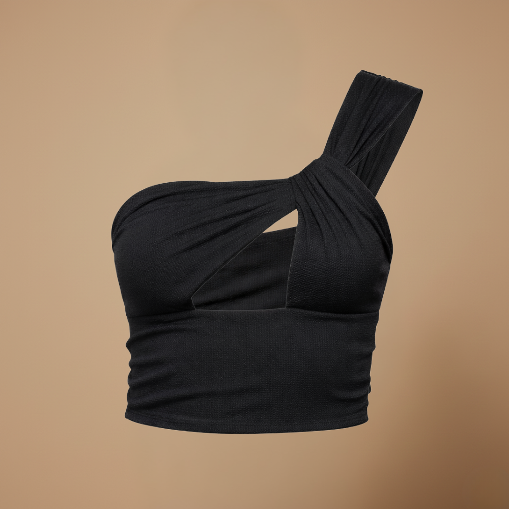 One-Shoulder Cutout Crop Top – Fitted Asymmetric Women's Top