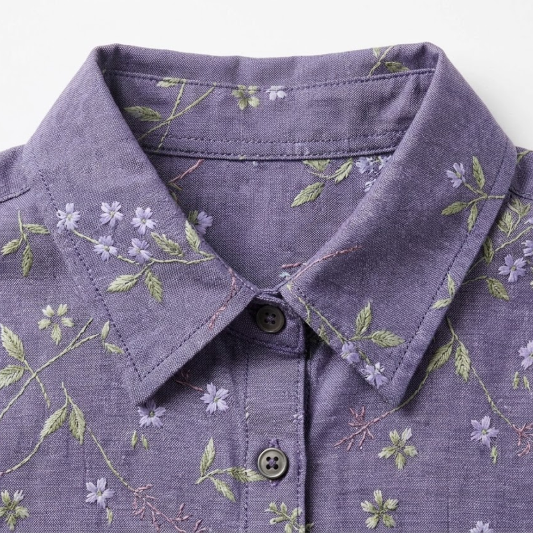 Women's Floral Blouse Short Sleeve V-Neck – Botanical Print Chest Pockets