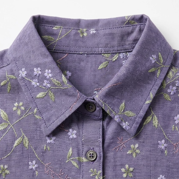Women's Floral Blouse Short Sleeve V-Neck – Botanical Print Chest Pockets