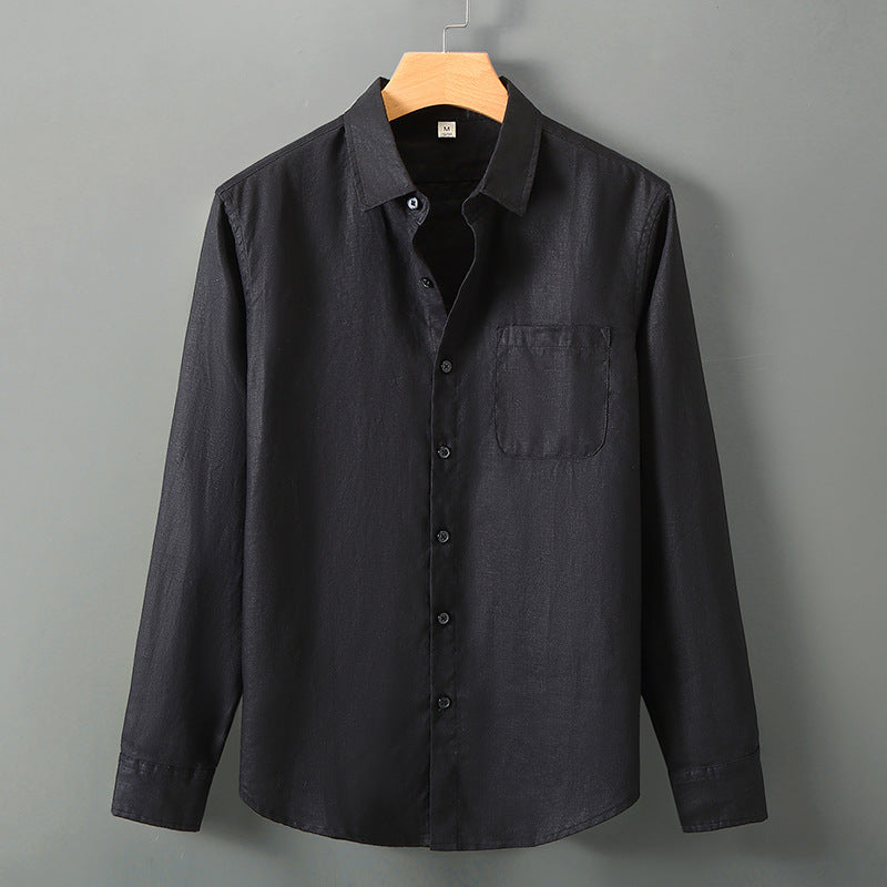 Linen Button-Up Shirt for Men – Relaxed Fit Long Sleeve