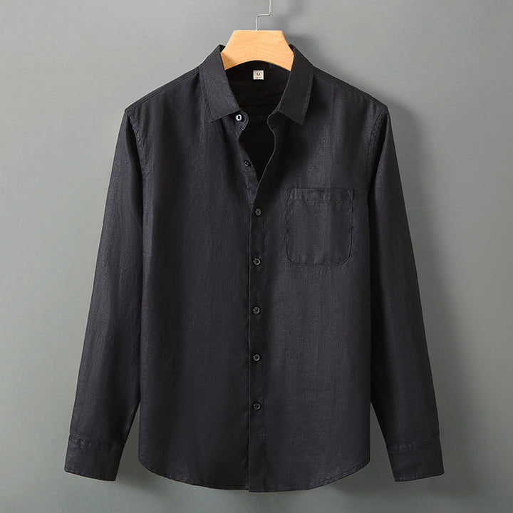 Linen Button-Up Shirt for Men – Relaxed Fit Long Sleeve