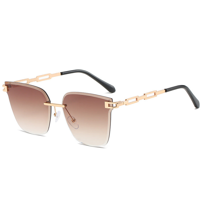 Rimless Frameless Metal Sunglasses – Hollow Gradient Lens Women