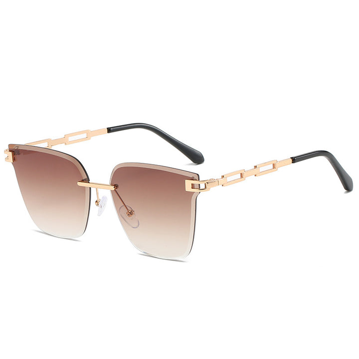 Rimless Frameless Metal Sunglasses – Hollow Gradient Lens Women
