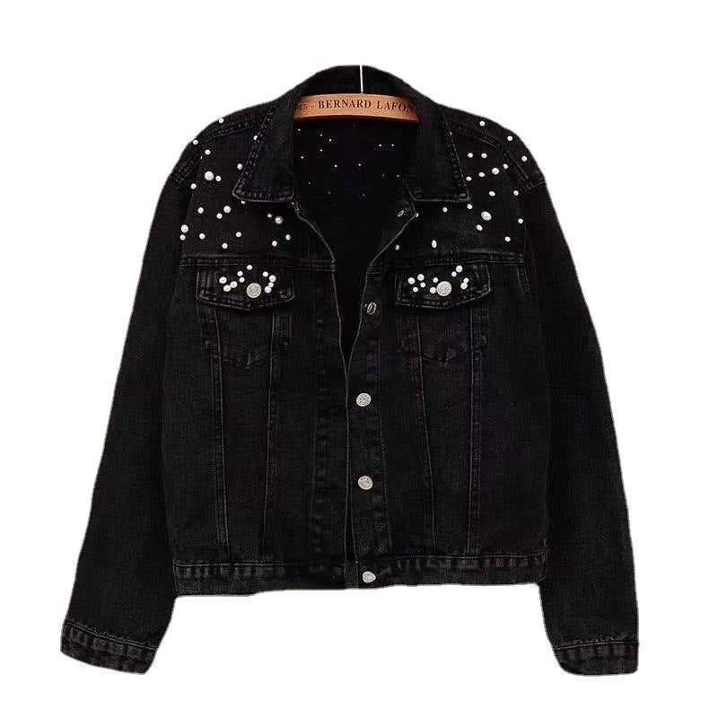 Rhinestone Embellished Women's Denim Jacket – Rivet Detail