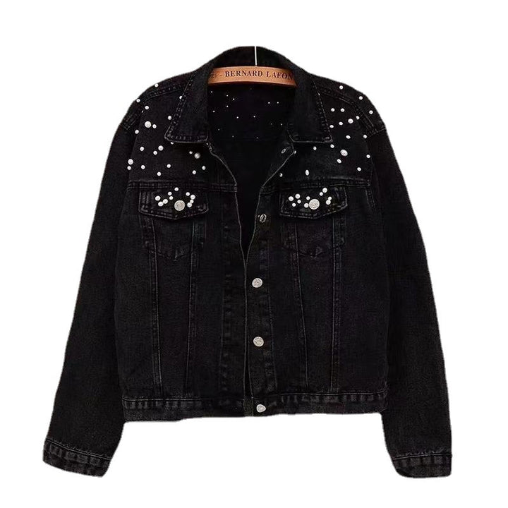 Rhinestone Embellished Women's Denim Jacket – Rivet Detail